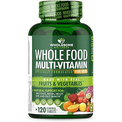 Whole Food Multivitamin for Men - Natural Multi Vitamins, Minerals, Organic Extracts - Vegan Vegetarian - 120 Tablets Cover