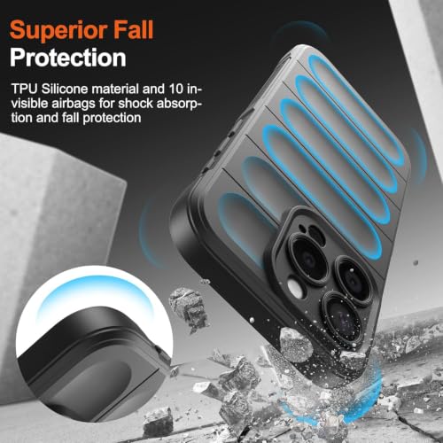 Image of ShieldTech AirGuard Series Back Cover Case for Apple iPhone 15 Pro Max | Microfiber Lining | Airbag Cushion Drop Protection | Shockproof Silicone Cover | Anti Slip Grip - Black for iPhone 15 Pro Max