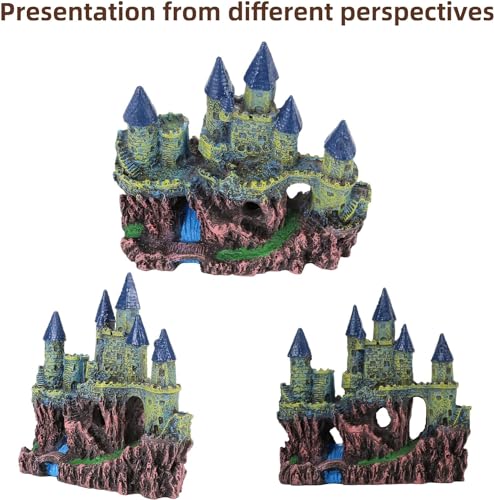 Image of Ancient Castle Fish Tank Aquarium Accessories Fish Hide House Beautiful Aquarium Decoration Ornament for Natural Looking Resin (Size:23 Cm X 9 Cm X 26 Cm)