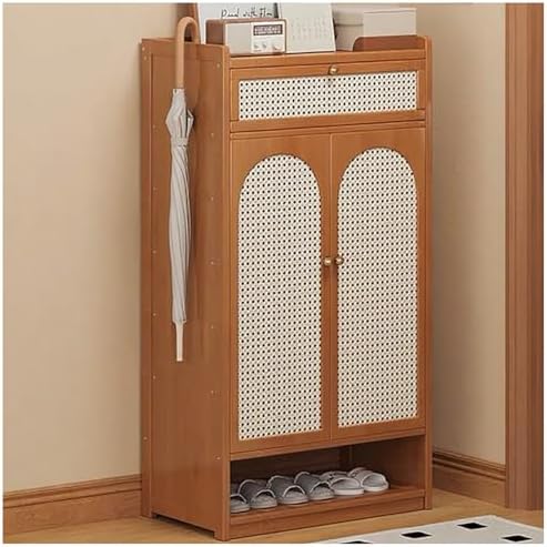 Farmhouse Shoe Cabinet - 7-Tier Freestanding Shoe Rack Organizer with Doors for Entryway, Hallway, Bedroom, Living Room, Closet Storage Solution