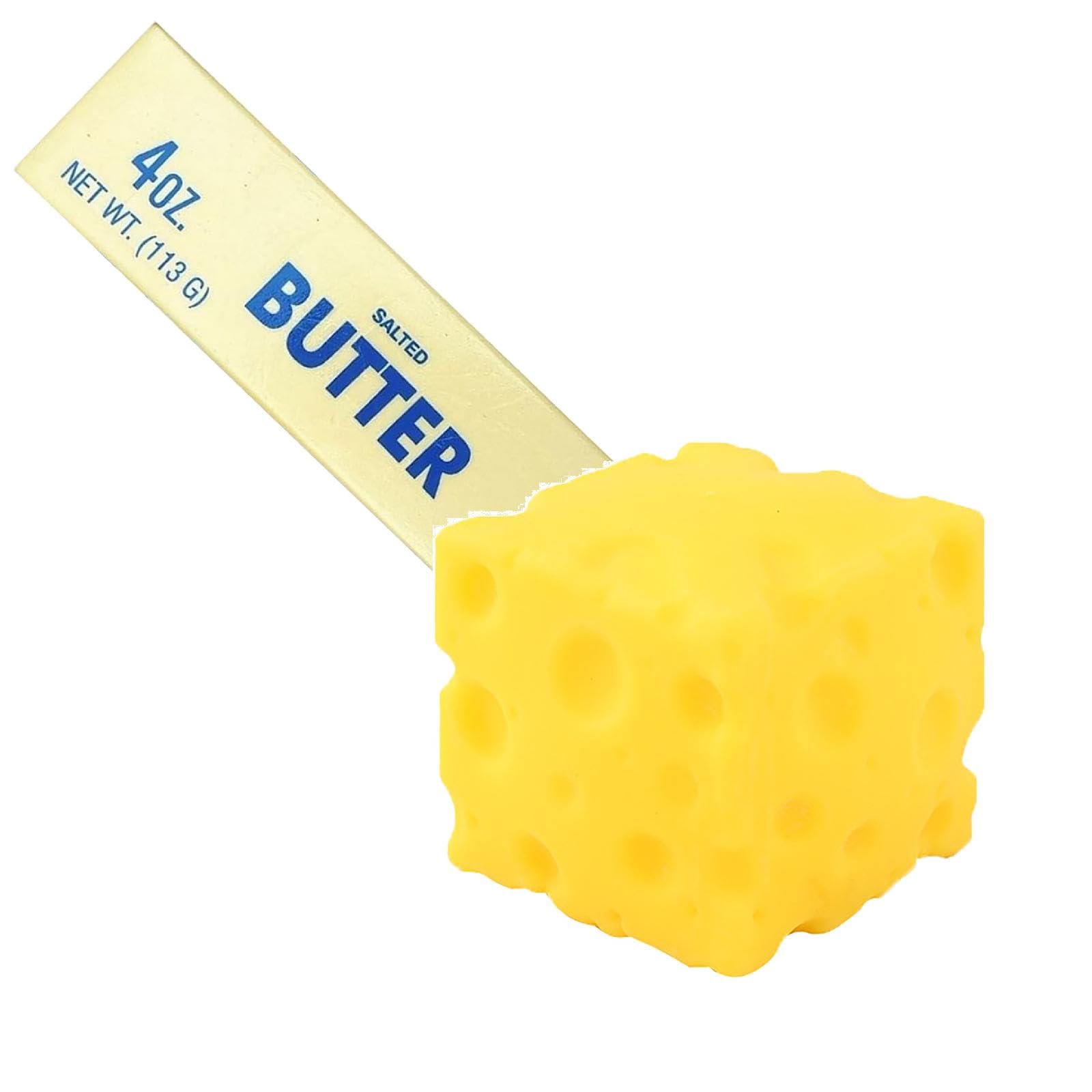 Butter Squishy, Cheese Squishy, Soft Butter Stress Relief Squishies, Squeeze Cheese Stress Block, Soft Anxiety Calming Gadget, Funny Anxiety Relief Fidget Toys for Desk Office Home (K)