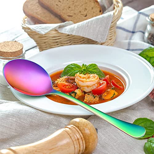 Cucharas para servir buffet y cenas familiares con diseño de arcoíris moderno 4