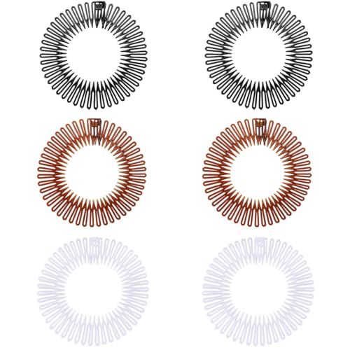 AFCJLTO Pettine Elastico Circolare Completo, 6 Pettini Elastici in Plastica per Capelli, Fascia per Denti Circolare, Pettine Circolare in Plastica Flessibile, fascia per acconciature perfette