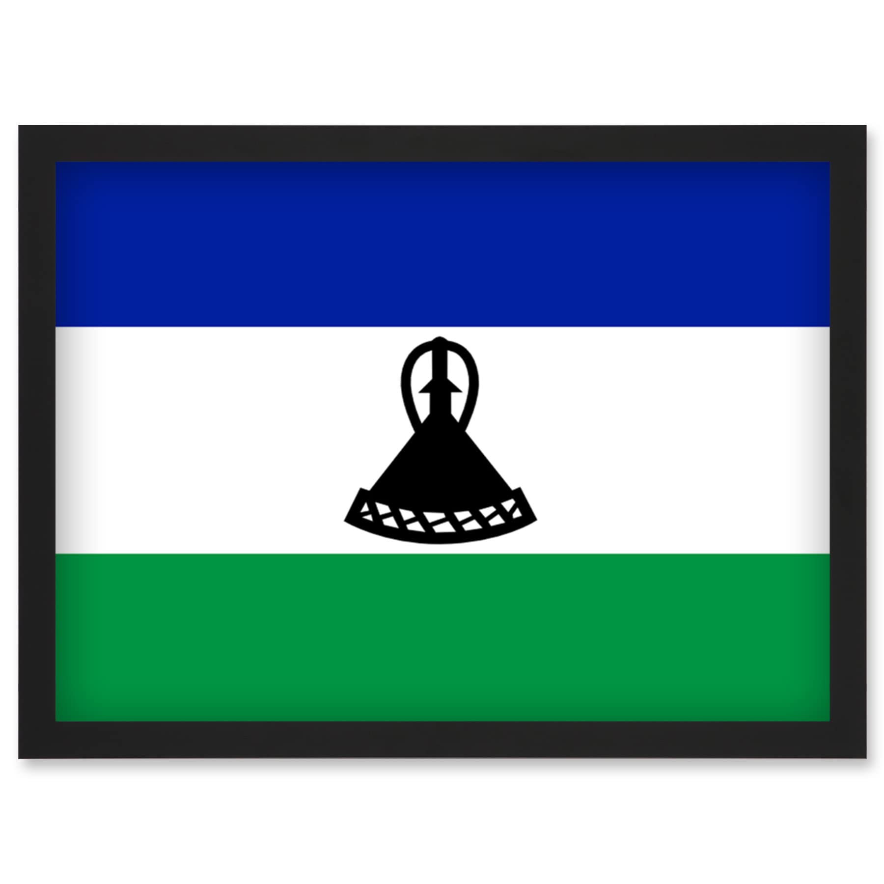 Artery8 Lesotho National Flag Patriotic Vexillology World Flags Country Region Poster Artwork Framed Wall Art Print A4