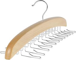 Tank Top Hangers Space Saving, 24 Large Capacity Metal Hooks with Premium Wood, Tank Top Hanger with Premium Wood for Closet 360Â° Rotating, Closet Organizer for Bra, Tank Top, Camisole.