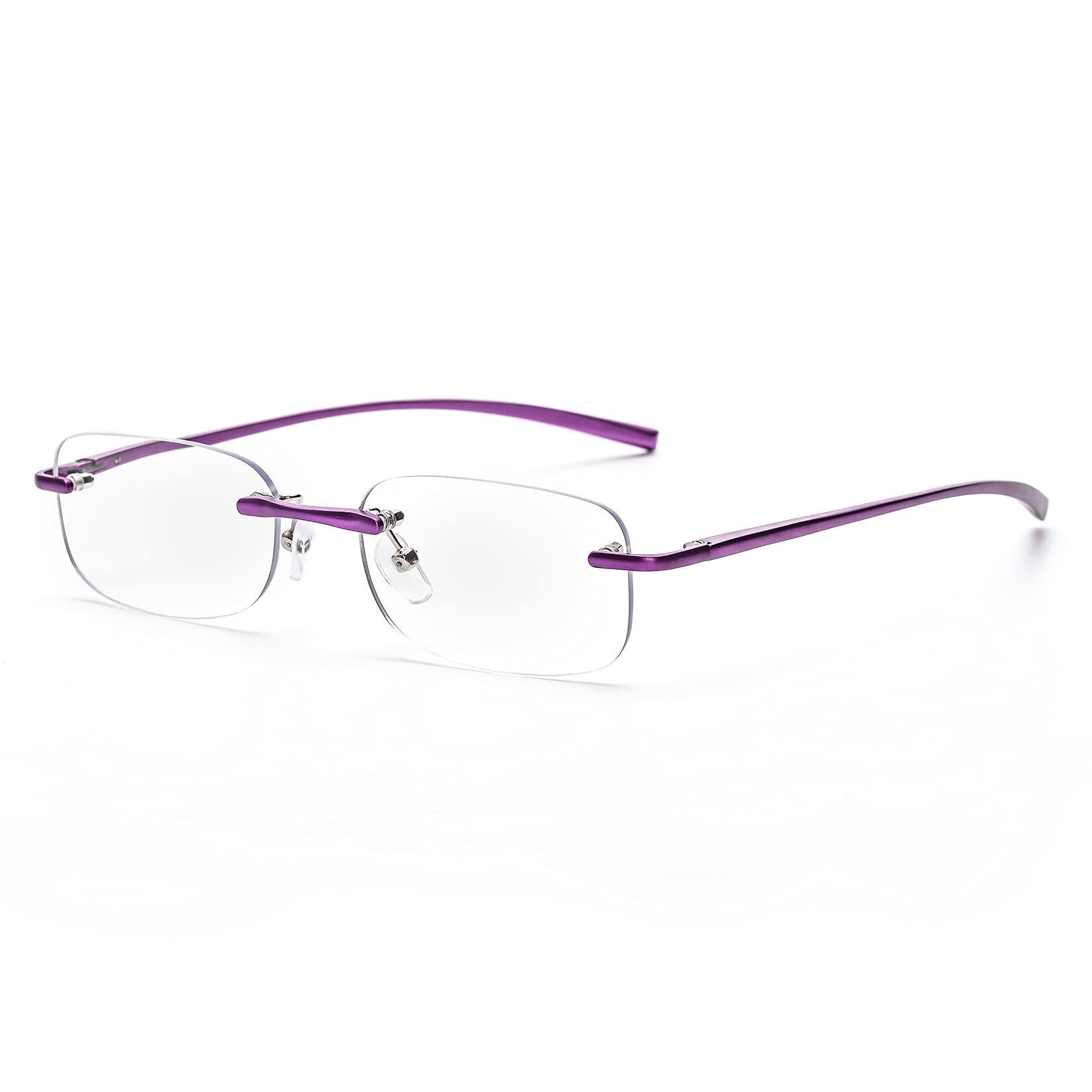 ZUVGEES Rimless Clear Reading Glasses Blue Light Blocking Readers for Men and Women (Purple, 1.00) - Image 2