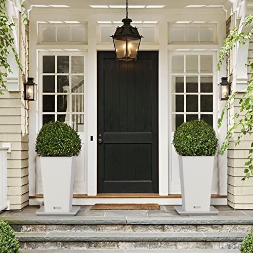 Miniatura 7 de Elevens Macetero para exteriores, macetas más grandes, para interiores, con forma de V, macetas altas de 24 pulgadas, color blanco (paquete de 2)