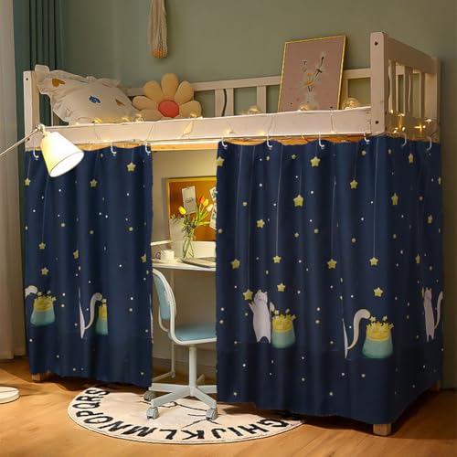 LONTG Rideau Occultant Superposé Mezzanine Cabine Lit Anti-Poussière Anti-Insectes pour Étudiant