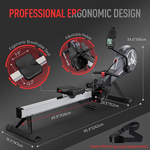 Joroto Rowing Machine - Air & Magnetic Resistance Rowing Machines For Home Use, Commercial Grade Foldable Rower Machine With Bluetooth & Smart Backlit Monitor #TOP6