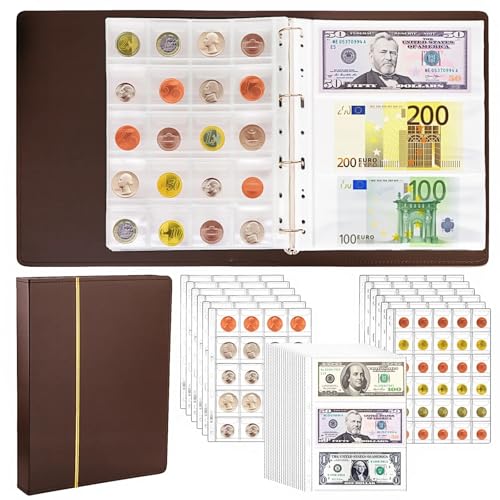 Álbum para Colección de Monedas y Billetes Marrón miniatura 1