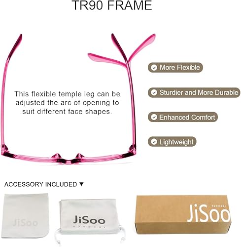Miniatura 6 de JiSoo Gafas de lectura de ojo de gato de gran tamaño para mujeresdamas, elegante marco TR90 para lectores de ojo de gato