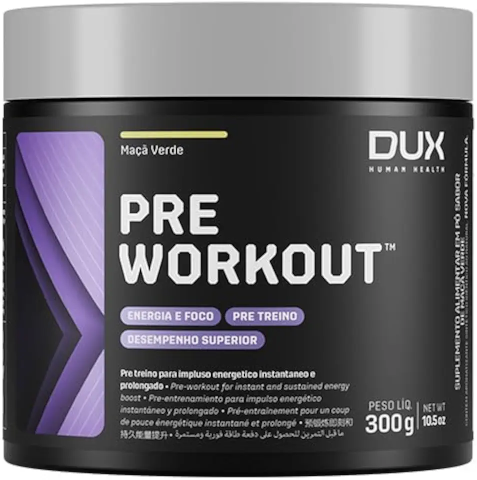 DUX Pré Treino Bifásico Pre Workout Original Sabor Maçã Verde 300G Dux Nutrition