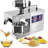 TozMvi Prensa De Aceite Comercial Profesional De 820 W, Extractor De Aceite En Frío/Calor De Acero Inoxidable 304, Prensa De Alto Rendimiento para Girasol, Sésamo Y Oliva, Control De Temperatura