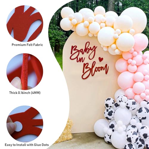 Image of Felt Baby in Bloom Sign for Baby Shower Backdrop Red Letters | Reused Large Banner Sign for Gender Reveal Party He or She Boys and Girls 1st Birthday Event Party Wall Photo Props Decor