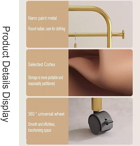 Miniatura 4 de zktoermn 2 In 1 Garment Rack, Metal Frame Garment Racks Rolling Storage Cart Clothes Organizer Coat Rack for Home Bedroom Laundry Small Place