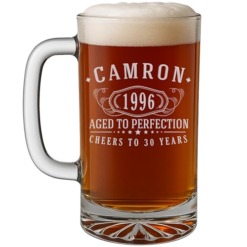 Custom Vintage 30th Etched Beer Mug