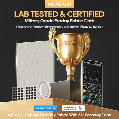 Misneach 20240620 Mesneach Faraday Fabric 118 Inch X 43'' Military Grade Signal Blocking Cloth, Conductive Material Shields Cover For Cell, Rfid thumb #2