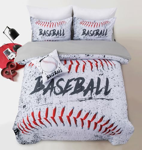 A Nice Night 3D Baseball Print 6Ppcs Comforter Set,Vibrant Splatters of Black Paint Bedding Sets for Teen Boys,Twin