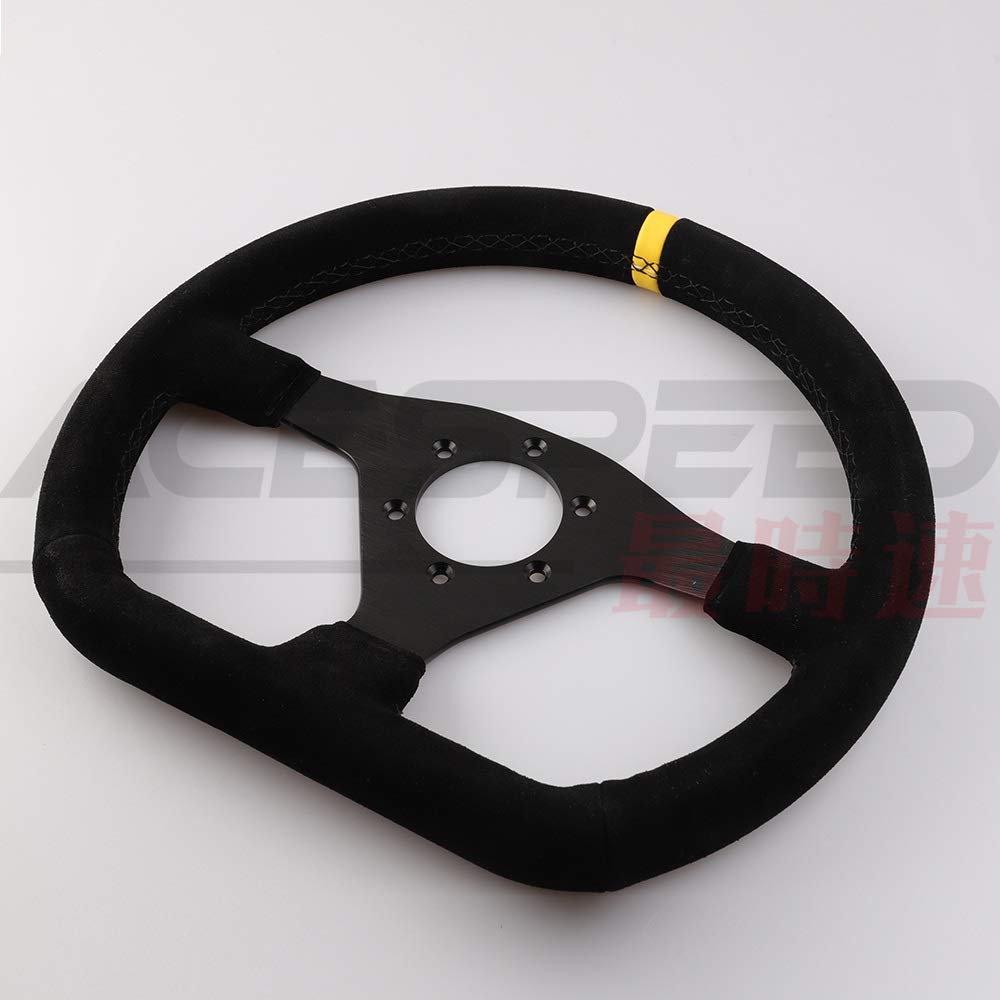 Volante da Corsa Corsa Drift Camoscio volante Stringa nera 320/12.5Inch Telaio in alluminio ruote Steeing