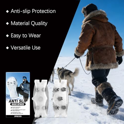 Antirutsch Spikes, 2026 Neu Anti Rutsch Schuhspikes, 1 Paar Ice Schuhkrallen mit 5 Zähne Universal Non-Slip Gripper Spikes Antirutsch Spike zum Überziehen Ice Grips für Schuhe Stiefel, Spazierengehen