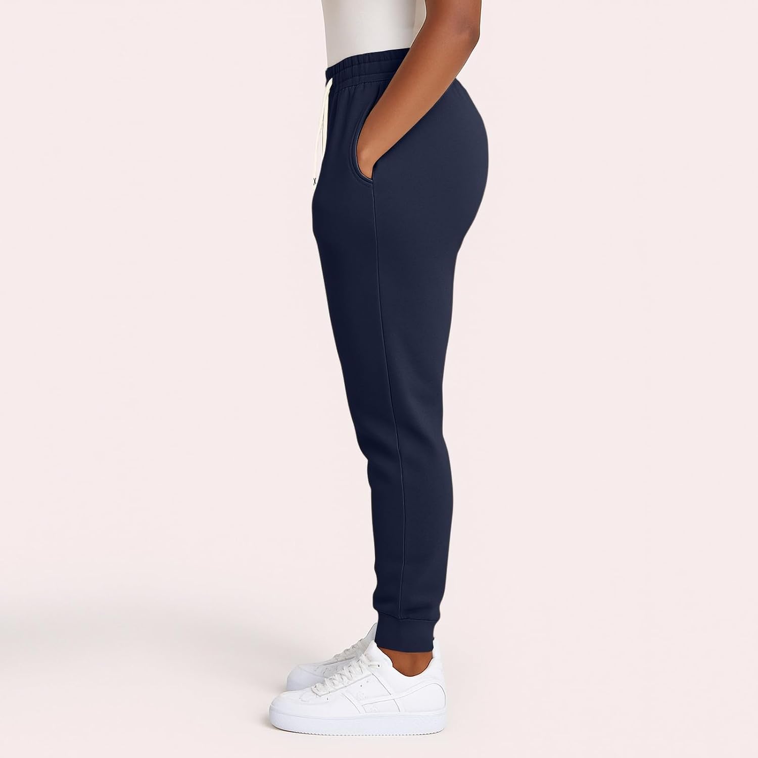 Women's Sherpa Lined Sweatpants, Warm Fleece Joggers with Drawstring Waist and Pockets