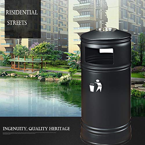 ASumPio Abfalleimer Outdoor Runder Mülleimer Multifunktionaler Kreativer Mülleimer Aschenbecher Küchenmülleimer,Black – Bild 7