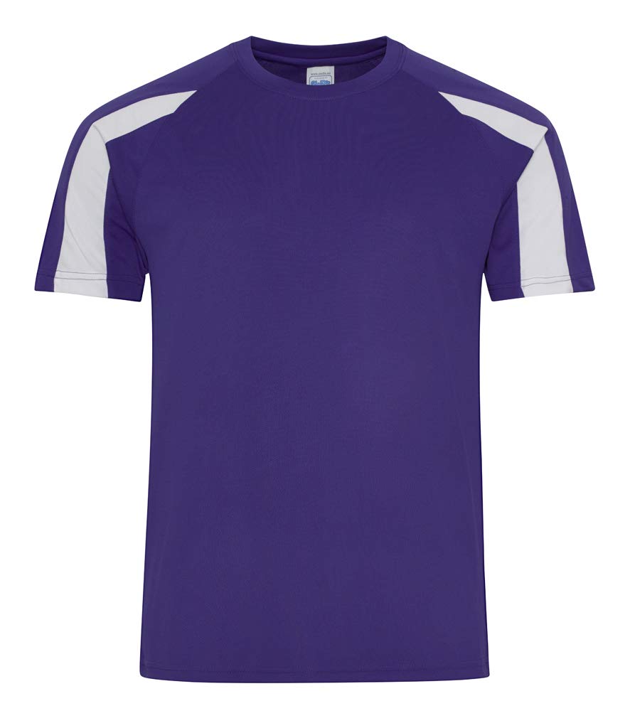 AWDis Cool Contrast Wicking T-Shirt Purple/Arctic White L
