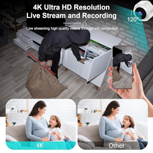 Image of MiNi WiFi Spy Hidden Camera,Nanny Camera, 4K Ultra HD Wireless Security Cameras for Baby,Dog,Cat,Pets, AI Motion Detection Alerts, Auto Night Vision, Real Time Record Surveillance Cam for Home