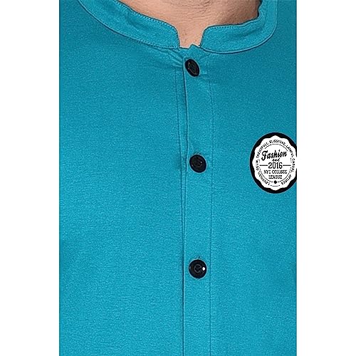 Image of Geum Men's Mandarin Collar Shirt | Slim Fit Full Sleeve Casual Shirt with Printed Chest Logo | Soft Cotton Blend Stylish Button Down for Party, Office