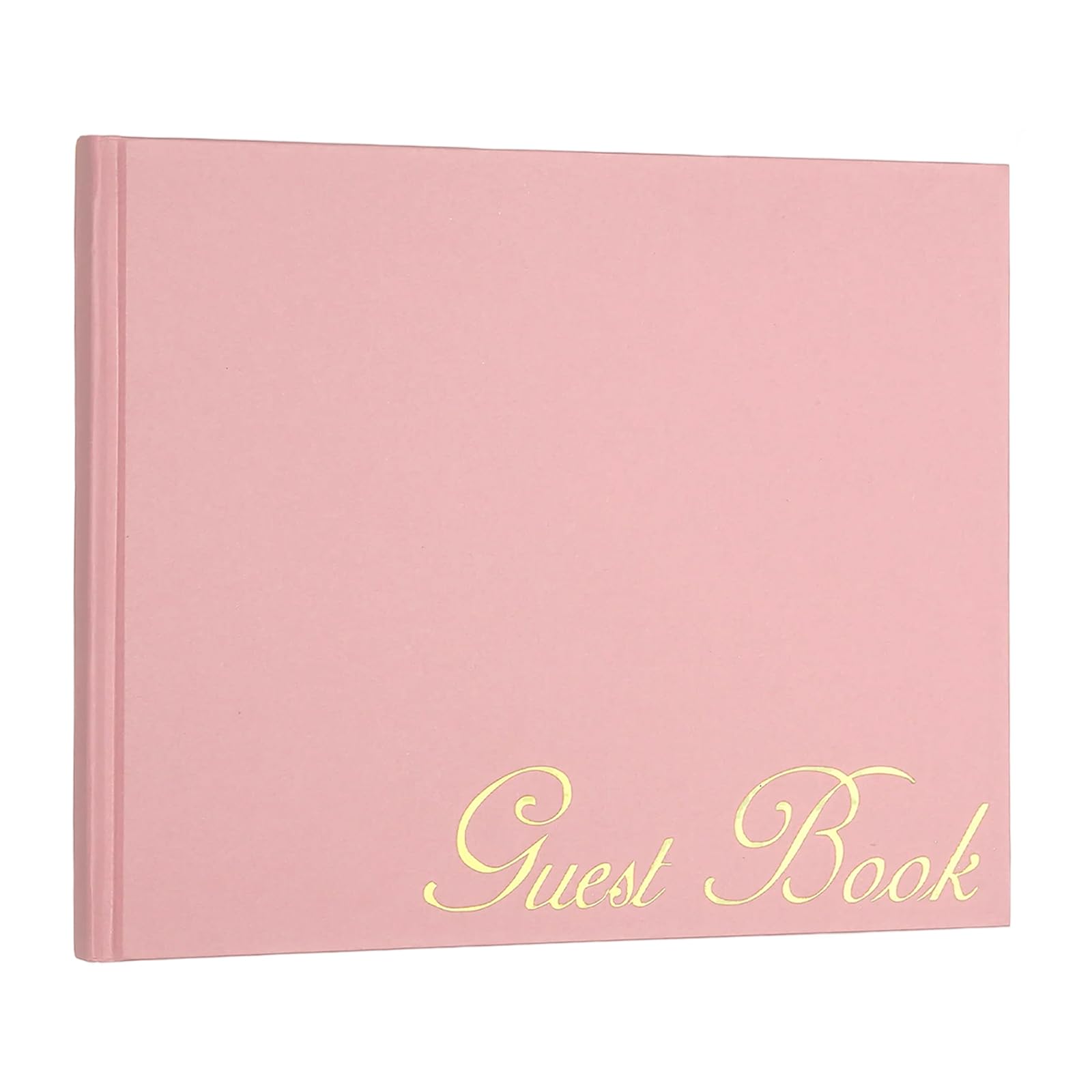 PATIKIL Elegant Guestbook, 9"x7" Offset Paper Wedding Guest Book Stylish Sign in Book with 50 Blank 120GSM Paper for Receptions Birthdays Funerals Special Events, Pink