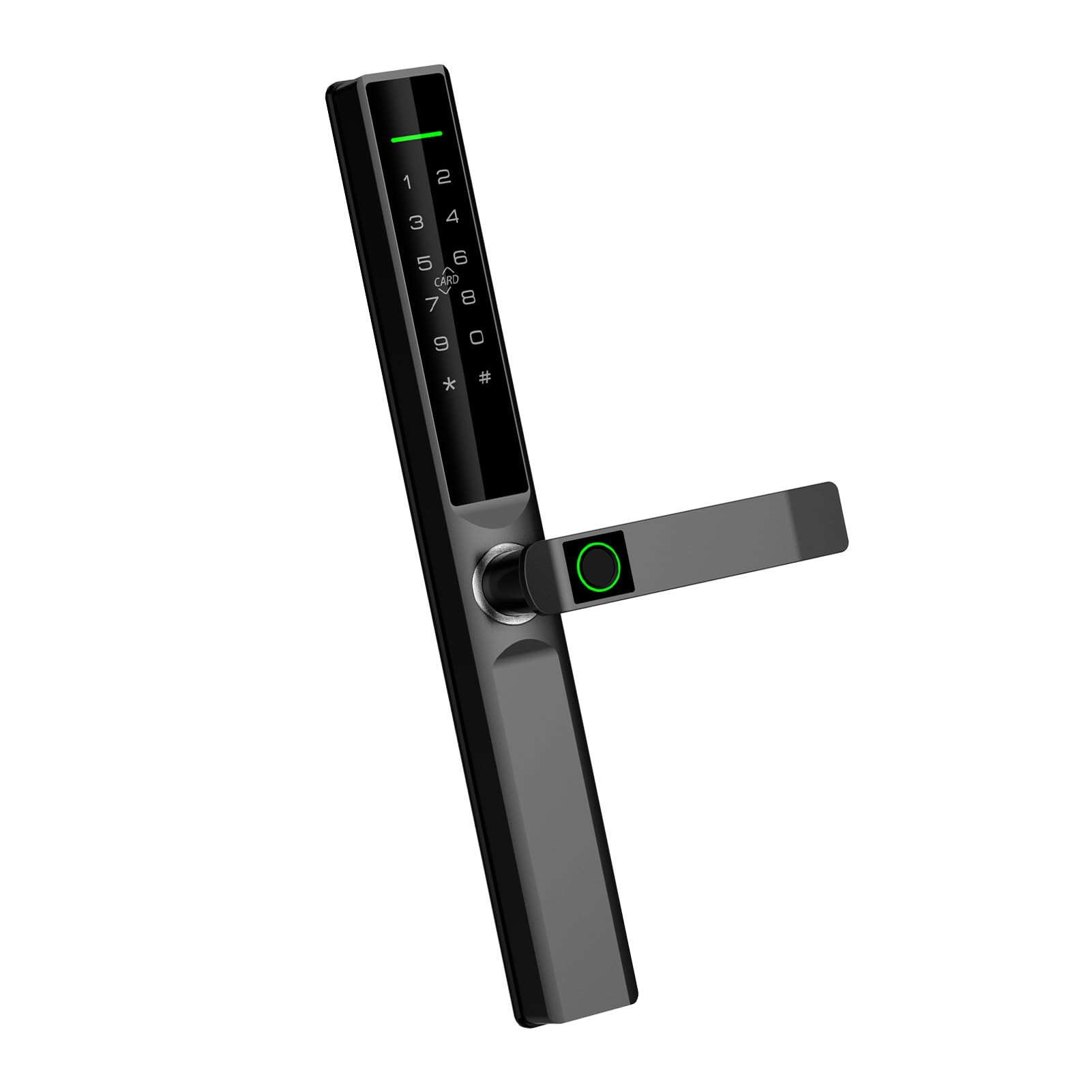 Luqeeg Fingerabdruck, Kennwort, Kartentürschloss, 5 Entsperrmethoden, Aluminiumlegierung, 40-120 Mm Dicke, Ty WiFi mit Alarmsystem, Anti-Kollisions-Griff, Vordertürsicherheit (BLACK)