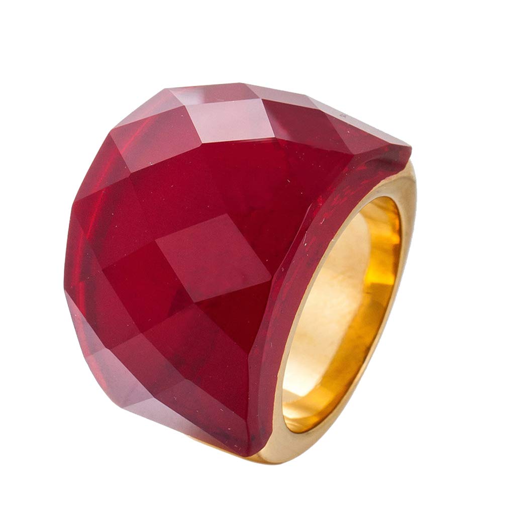 HIJONES Men Women Stainless Steel Cubic Zirconia Royal Crystal Rings Wrap Band Cocktail Style