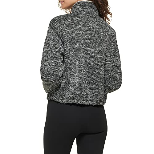 Dkny Women's Half Zip Sweater Fleece Jacket, Blk Heather, Medium #TOP1