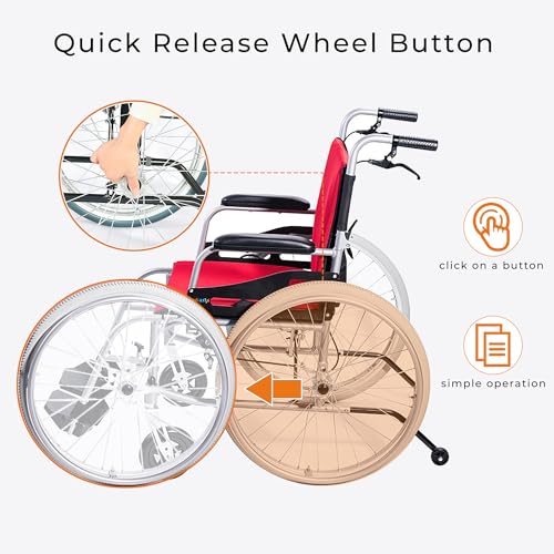 SUMELL-Magnesium-Lightweight-Wheelchair-21lbs-Self-propelled-Chair-with-Travel-Bag-and-Cushion-Portable-and-Folding-175-W-Seat-Park-Brake-Anti-Tipper-Swing-Away-Footrests-Ultra-Light-Red