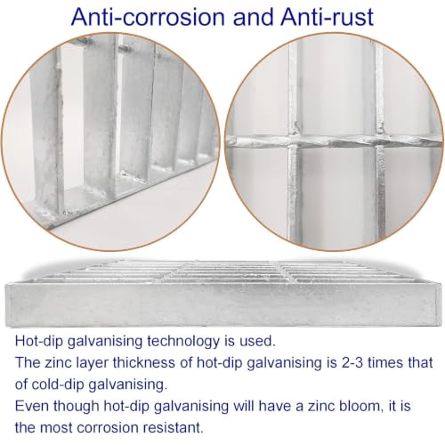 Image of Galvanized Steel Drain Grate, Driveway Channel Cover 16x16 in