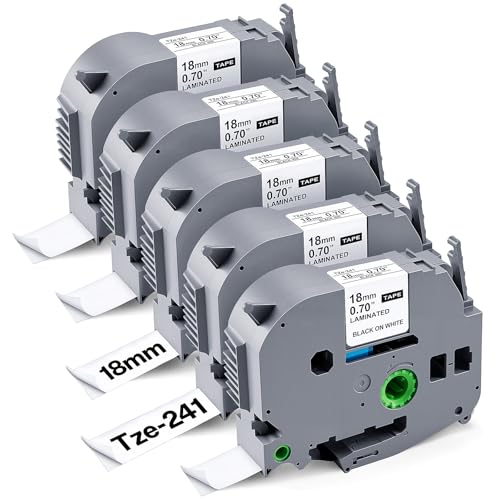 TZe-241 18mm Kompatibel mit Brother P-touch Bänder, laminiertes Schriftband
