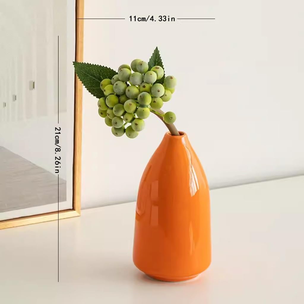 Keramik Vase Orange Keramik Dekorative Trockenblumenvase Kunstblumen Set Wohnzimmer Blumenarrangement Dekorative Vase Vase (L)