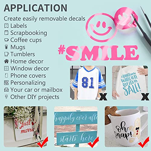 Image of Lya Vinyl 12 Pack Glossy Hot Pink Permanent Vinyl, 12 inchx12 inch Self Adhesive Vinyl Sheets for Decor Sticker, Party Decoration, Craft Projects