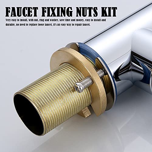 2 Sets Faucet Fixing Nuts Kit Single Hole Faucet Fixing Parts Kitchen Faucet Fixing Nut Kit for Hot and Cold Water Faucets in Kitchen and Bathroom Basins - Image 2