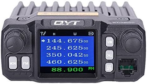 QYT Quad Band 25W 136-174/220-270/350-390/400-480MHz 200 Channels Colorful Screen Mini Mobile FM Radio with Cable KT-7900D
