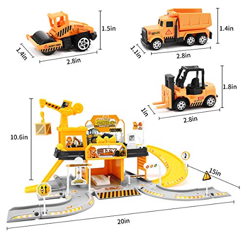 Construction Toys Garage Building Playset - Race Track Elevator Cars, Learning Toy Vehicle Indoor Games Family Assembly Parking Lot, Light & Sounds Gift for Age 3 4 5 6 Years Old Kids Boys Girls