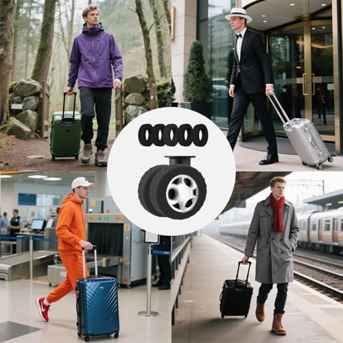 8 Pcs Upgrade Luggage Wheel Covers,Silicone Luggage Wheel Covers, 2-2.4 inch Carry-On Suitcases or Office Chair Caster, Scratch-Resistant and Noise-reducing design, Essential Travel Accessories(Black)3