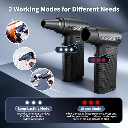 Image of JJC Electric Compressed Air Duster Blower, 3 Adjustable Speed, Cordless | with Brushless Motor, Strong Airflow up to 42m /s, Rechargeable Blaster for PC Keyboard Camera Lens Home Ourdoor Car Cleaning