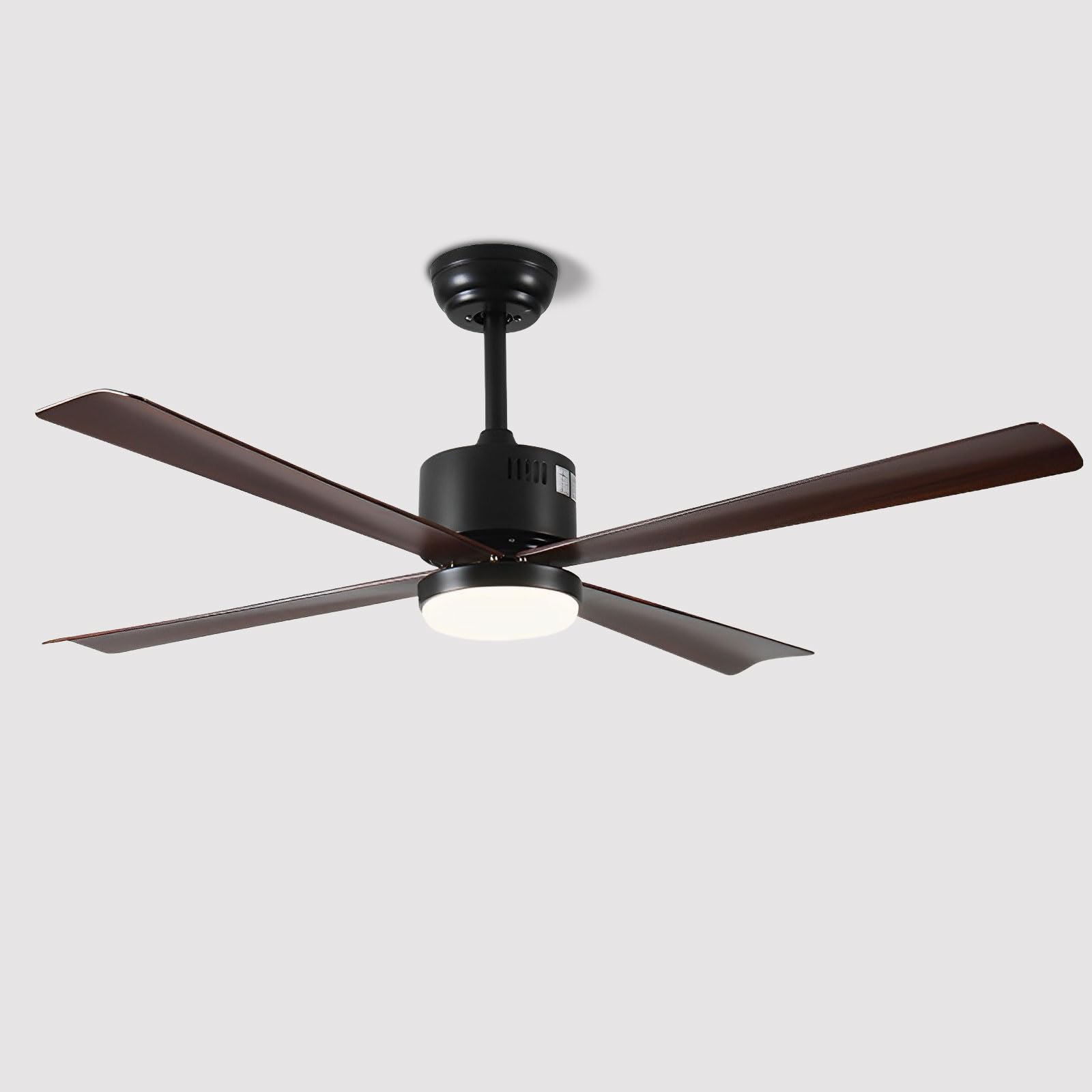SXDMOUBK 52in Remote Ceiling Fan With Light 6 Speeds Quiet Ceiling Fans Dimmable 18W LED Ceiling Fan Lighting Modern Black Ceiling Fan Light For Bedroom Restaurant Living Room 4 ABS Blades