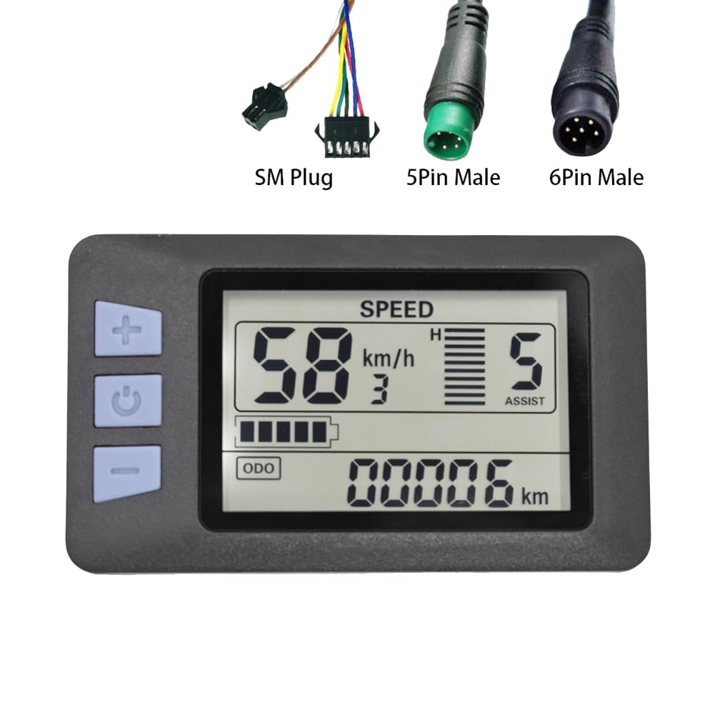 Panel de VisualizacióN de Medidor de Pantalla LCD P3H 24V 36V 48V 60V Panel de VisualizacióN de Medidor de Bicicleta EléCtrica para Scooter EléCtrico (5PIN)