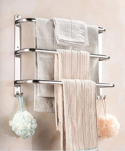 - Estante, toallero de pared, soporte para toallas de baño de acero inoxidable, 3 barras, toallero de baño y cocina, plateado, 40 cm, impermeable y resistente al óxido