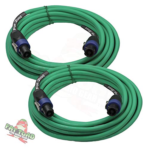 Speakon To Speakon Cables (2 Pack) By Fat Toad | 25Ft Professional Dj Pro Audio Green Speaker Pa Cord With Twist Lock Connector | 12 Awg Wire For Impeccable Studio Recording & Stage Performance Gear #TOP14