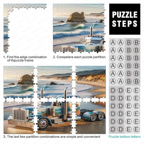 Puzzle de 1000 piezas de camión clásico en carretera costera para adultos (70x50 cm) 4
