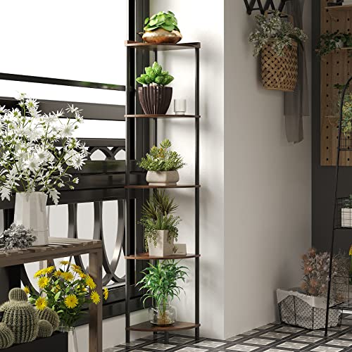 Image of SUNMORY 5 Tier Corner Shelf, 65 inch Tall Corner Shelves for Living Room Decor | Wall Corner Bookshelf, Industrial Display Shelf, Multi Unit Organizer, Narrow Plant Stand for Bedroom Bathroom Small Space