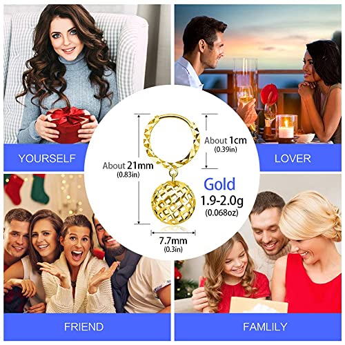 Solid 18K Gold Earrings Dangle For Women Real Gold, Dainty Earrings Tiny With Hollow Ball Gift For Girls Lover, Pure Gold With Certificate Fine Bride Jewelry For Wedding Prom Party #TOP5